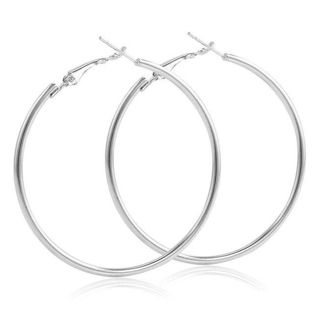 Big Circle Smooth 4cm 6cm 8cm Women Gold Hyperbole Ear Metal Large Hoop Earrings Brand New High Quality Aros