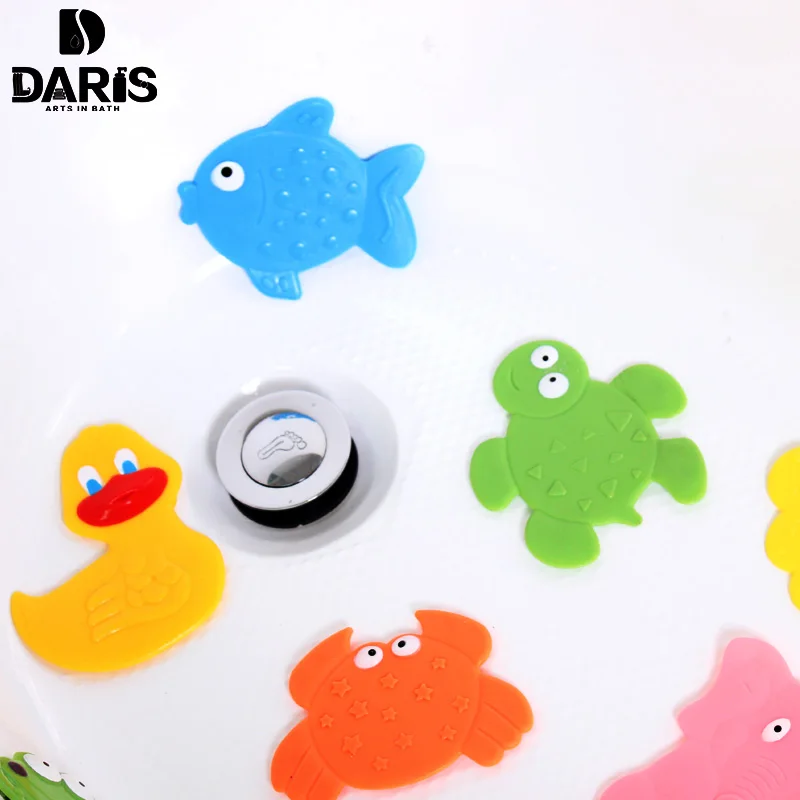 SDARISB 4 قطعة الكرتون الحيوان مكافحة زلة حصيرة الطفل مشّاية حمّام بلاستيكيّة حوض السلامة ملصقات حمام حماية منتجات الحمام للأطفال