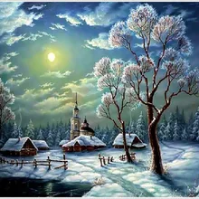 Зимний пейзаж, полная Алмазная вышивка, Рождественский Снежный пейзаж, бисер, Набор для вышивки крестиком, украшение для дома