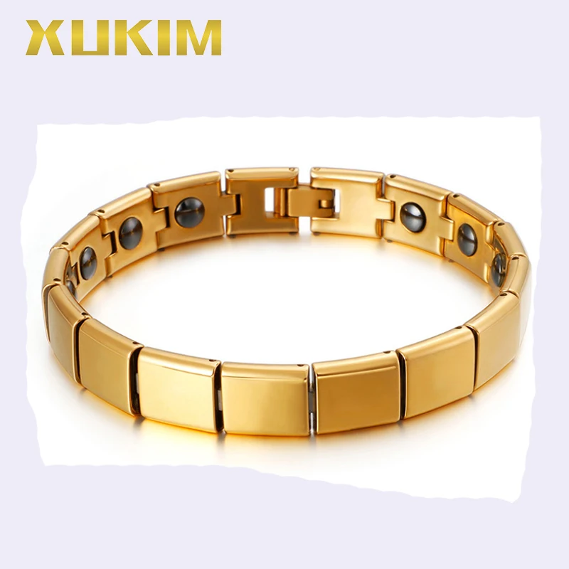 

XMB113 Xukim Jewelry Health Magnet Bracelets rose gold ceramics Men Bracelet new hot women Power Element Magnets bangle