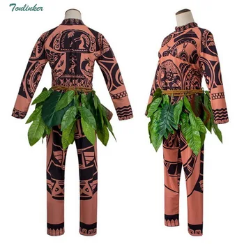 

Adult Maui Cosplay Costumes for Men Halloween Costume Tattoo Printed Top Pant Belt for Adult Party Dress Full Sleeve Set