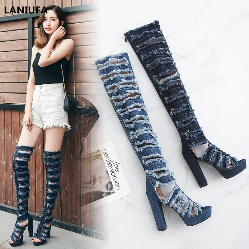 Women shoes Summer Hollow denim pumps dress Sandals Shoes Women Thick Heels Sandals Women Platform Super High heels Shoes &332 Women shoes Summer Hollow denim pumps dress Sandals Shoes Women Thick Heels Sandals Women Platform Super High heels Shoes &332