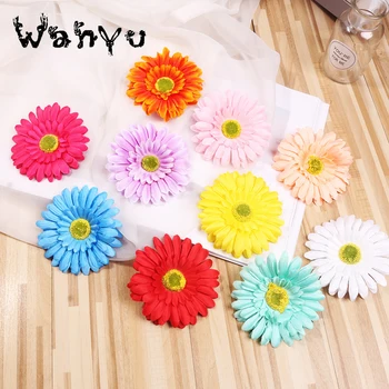 

Hot Sale 10CM Gerbera Silk Sunflower Wreath Pectoral Flower Clothing Hat Shoes Christmas Wedding Decorative Materials