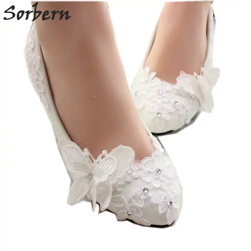 white flat bridesmaid shoes
