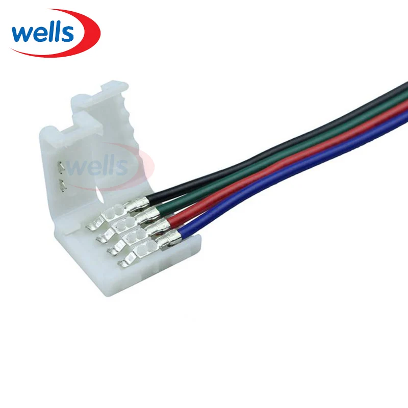 

100pcs/lot 10mm connector 4pin for RGB color strip 5050 LED connector wire for 5050 RGB strip