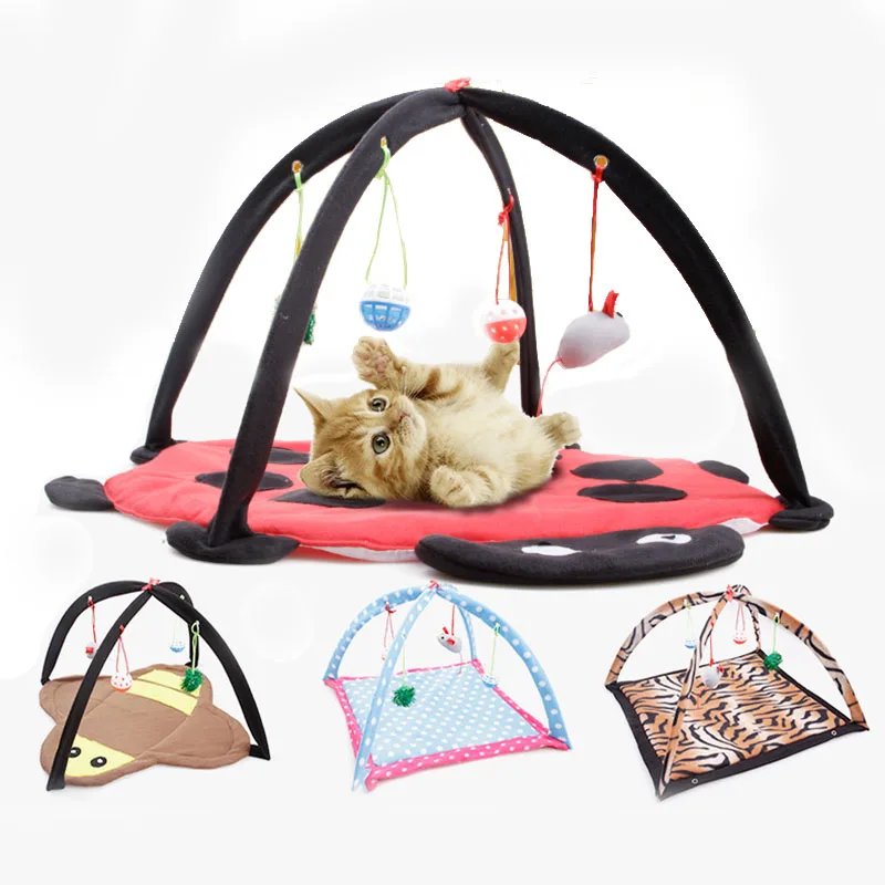 Игрушки для кошек, мультяшная палатка, гамак для кошек, кровать для дома, игровой центр с подвесными игрушечными шариками, товары для кошек
