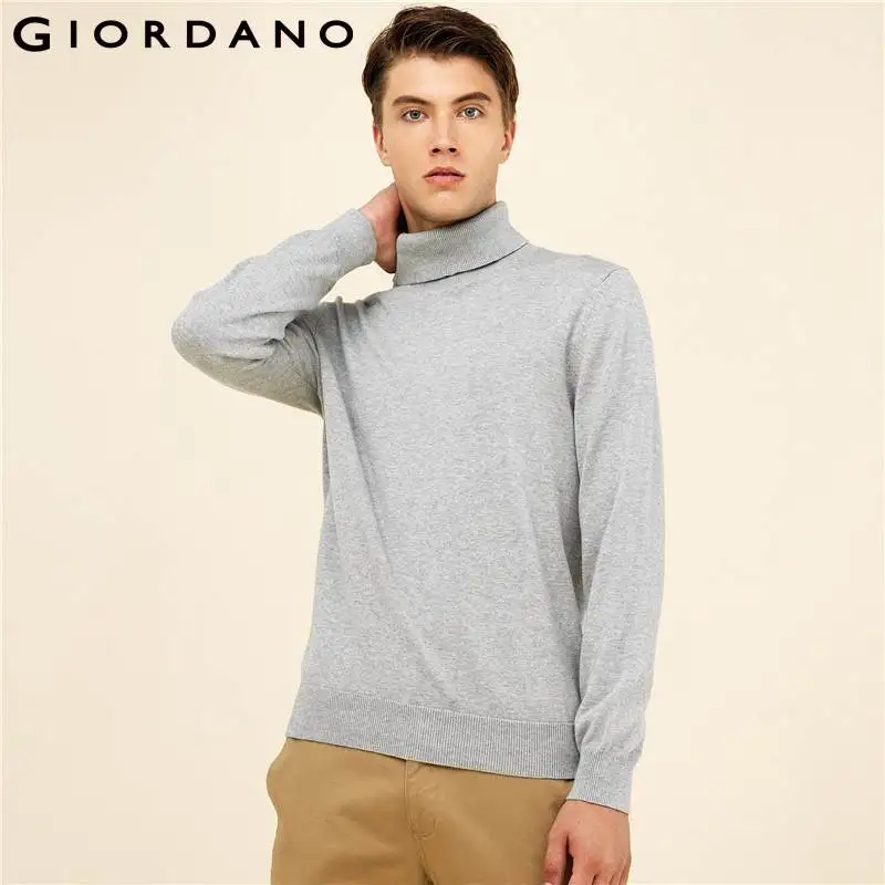 Giordano Men Sweater Solid Turtleneck Knitted Pullover