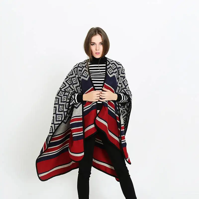 Winter Women Casual Rhombus Poncho Luxury Brand Blanket Scarf Femme font b Tartan b font Foulard