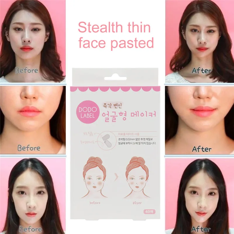 

Lifting Visage 40Pcs/Set V-Shape Face Label Lift Up Fast Chin Adhesive Tape Makeup Face Lift Tools Slimming Patch Face Roller