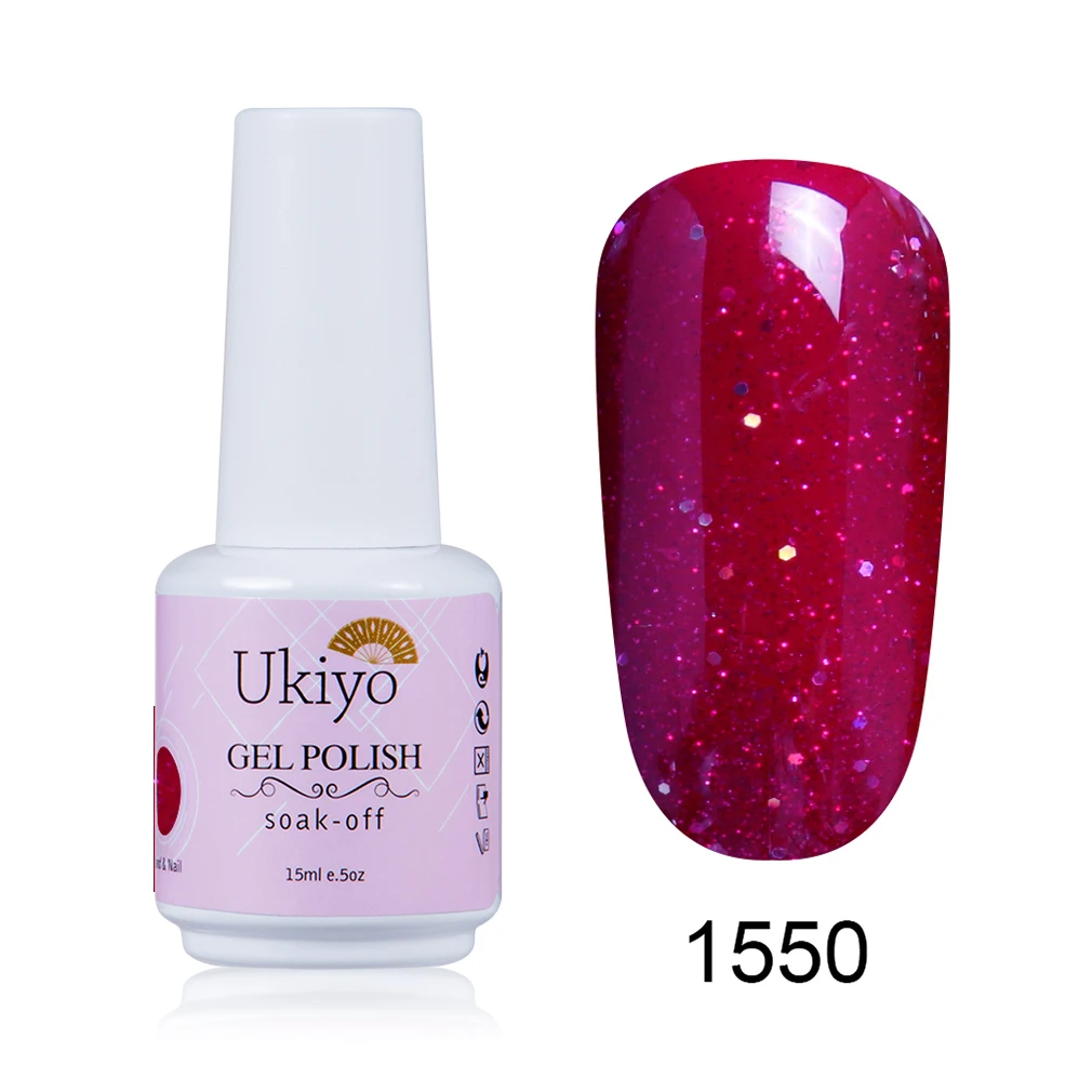 Ukiyo 15 мл гель лак Vernis полуперманентный УФ-гель для ногтей эмаль гель для ногтей геллак замачиваемый блеск лак для ногтей - Цвет: 1550