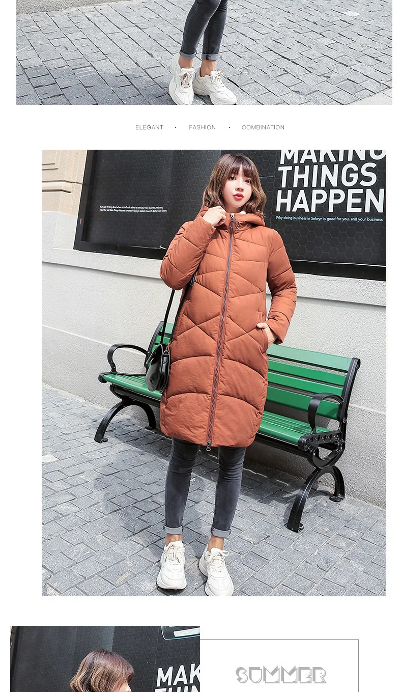 Winter Jacket Women Long Solid Coats Hooded Jackets Cotton Padded Coat Women Zipper Winter Coat Long 2018 Thick Warm Clothing CH612 (7)