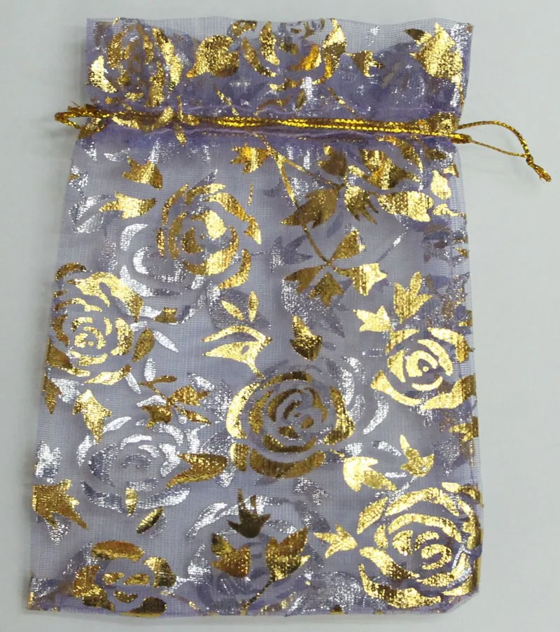 Али оптовая продажа 50 шт./лот 20x30 см розового золота бронзовая органза сумки Фиолетовый Ювелирная упаковка свадебные сумочки подарок мешки