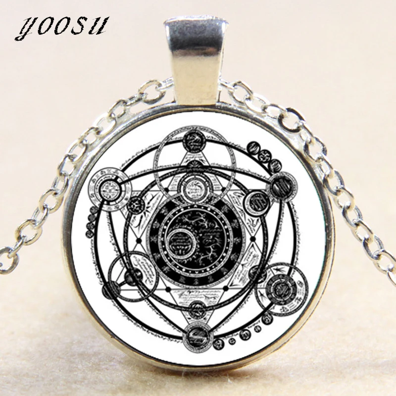 Sigil Magic Witchcraft Pendant Choker Statement Silver Necklace For