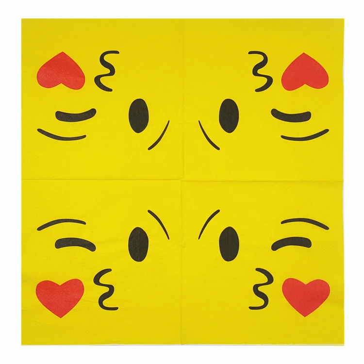 20 винтажные салфетки Бумага декупаж тканей печатных happy expression уход за кожей лица Золото Желтый Коктейль день рождения serviettes дома dec