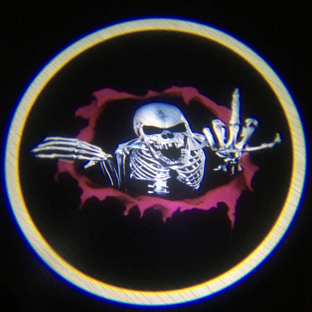 

2PCS for skull logo Led Car Door Welcome Logo Light For Bloody Punisher Skull for PUNISHER Skull Projector Ghost Shadow Lamp