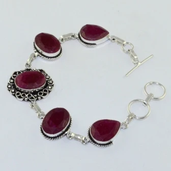 

Rubys Silver Overlay on Copper Bracelet , 20.5 cm, B1624