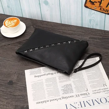 

060518 newhotstacy men fashion rivet hand bag male day clutches bag