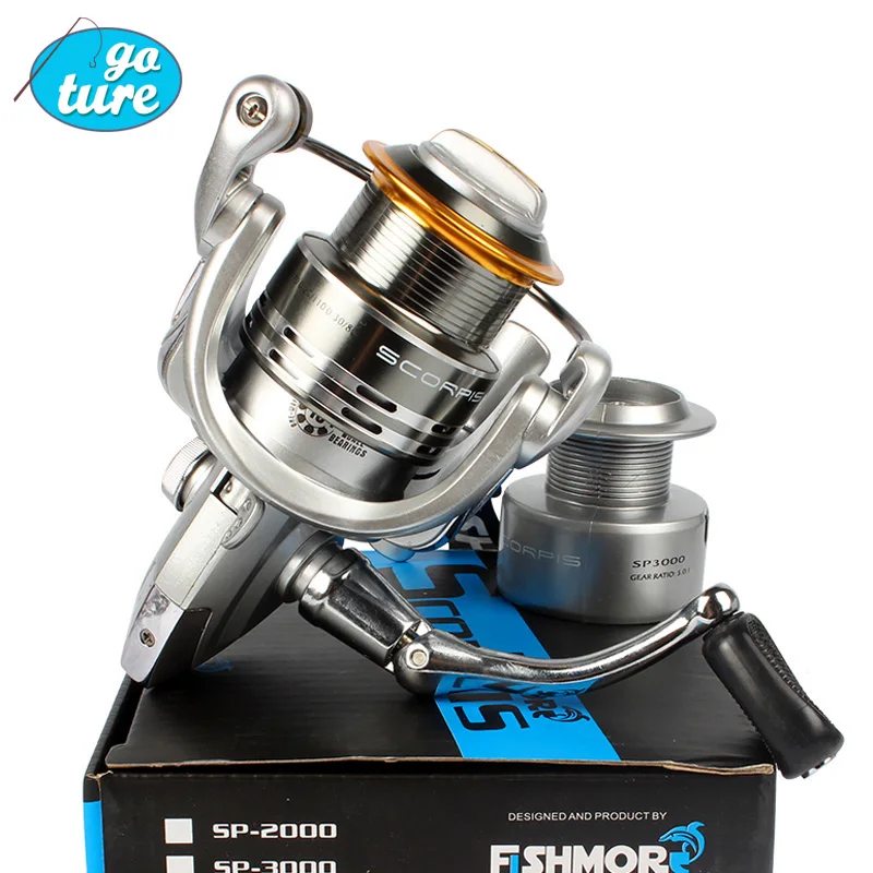 Metal Silver Carp Reel Spinning Fishing Reel 10+1BB Aluminum handle