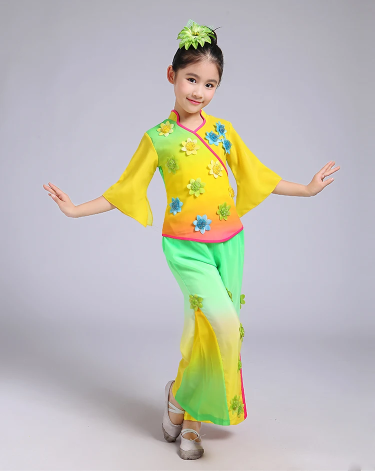 Дизайн детей вентилятор Yangko классические танцевальные выступления Костюмы для Обувь для девочек желтый Танцевальная и сценическая одежда