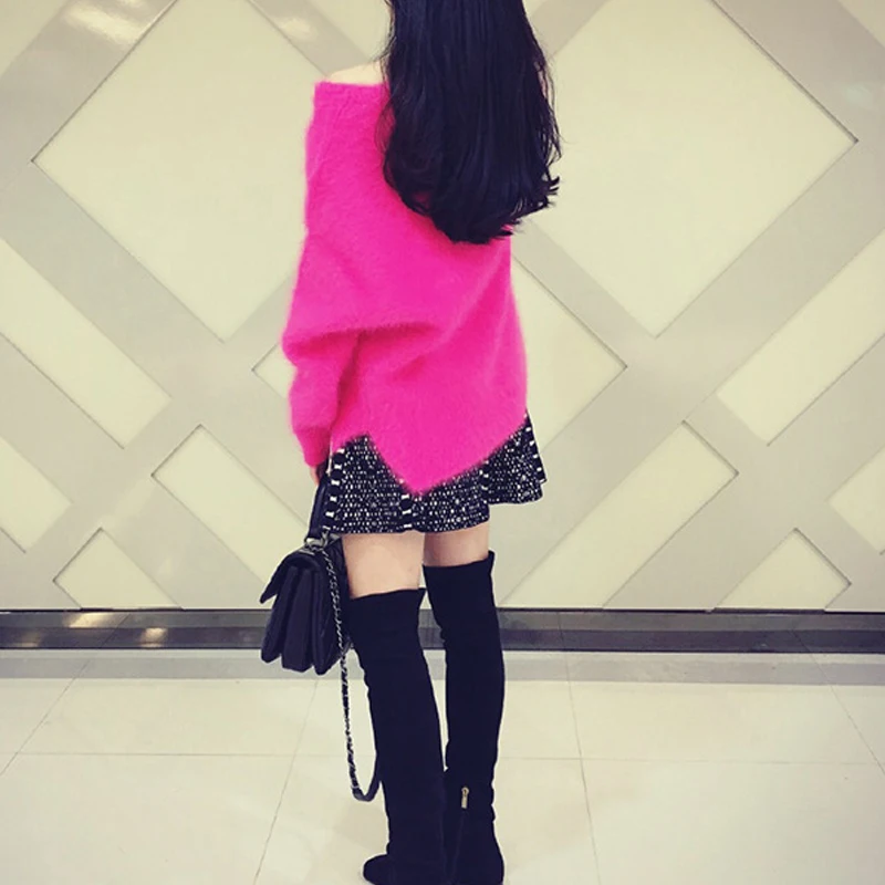 

2019 New Spring Summer Sweater Women Real Mink Cashmere Pullovers tsr553