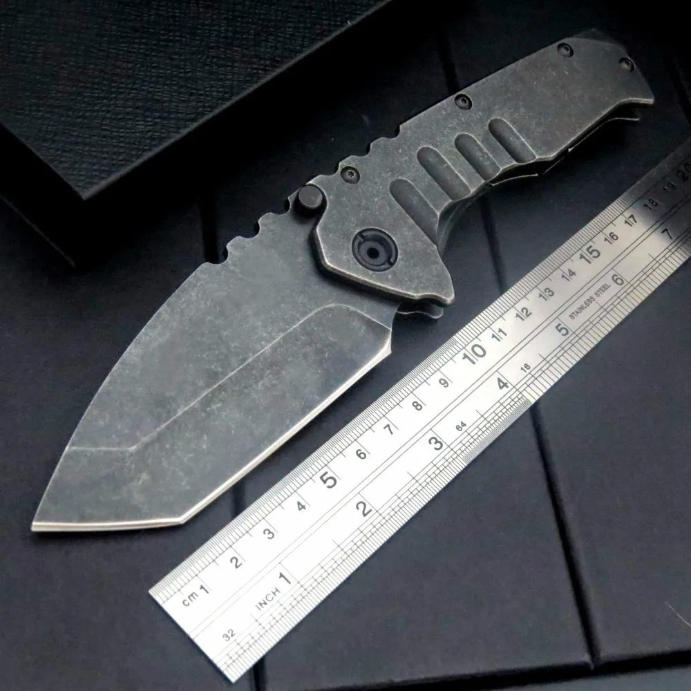 

Eafengrow good MDF-3 color folding stone wash steel handle 440C blade camping hunting knife EDC tool Package mail