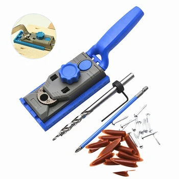 

6/8/10/12mm Woodworking Pocket Hole Jig Set Clamping Carpentry Wood Drill Tool Drilling Dowelling Hole Saw Master System