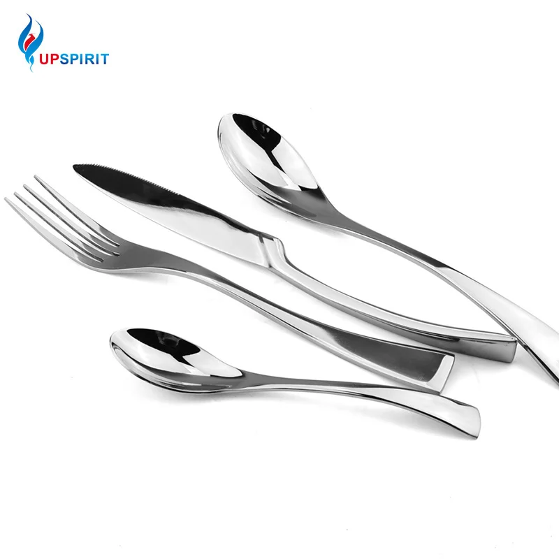 

Upspirit 24 Pieces Dinnerware Set 304# 18-10 Stainless Steel Cutlery Set Tableware Dinner Knives Fork Kitchen Western Dinner Set