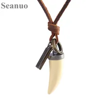 Seanuo ожерелье с подвеской из натуральной кожи слоновой кости в стиле панк хип-хоп для мужчин и женщин