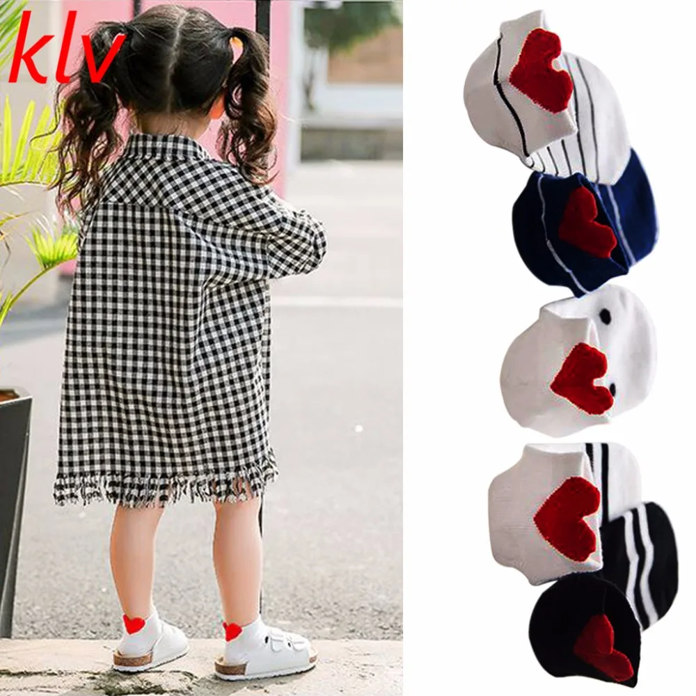 

5Pairs/Set Cute Heart Autumn Winter Cotton Blend Short Socks For Baby Girls Boys 1-12 Years