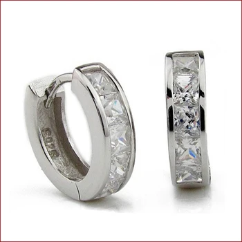 

Women Men Silver 925 Sterling Silver Studs Earrings Switzerland Block CZ Zircon crystal Jewelry Wholesale Brincos Pequeno