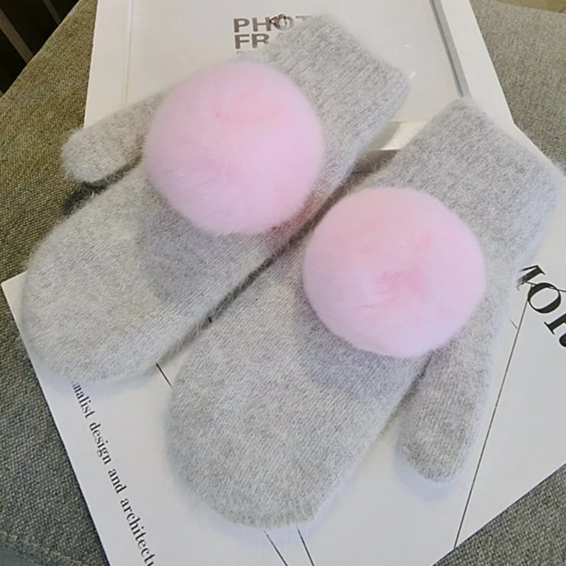 2016 новые брендовые перчатки с натуральным кроличьим мехом большие зимние перчатки для женщин мягкие теплые перчатки женские перчатки для