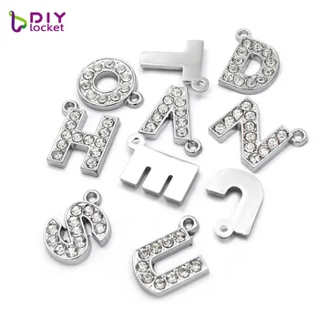 

1300pcs/lot Wholesale 8mm Rhinestone Hang English Alphabet Letters Fit 8mm Wristband Bracelet LSSL030
