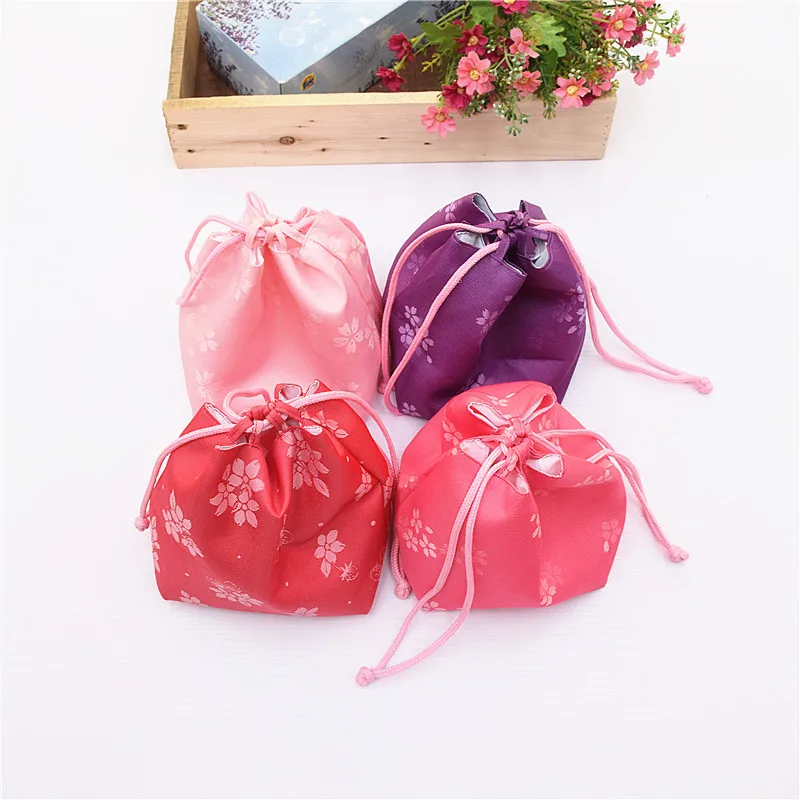 Женское японское кимоно Yukata ручная сумка с цветочным рисунком ведро на шнурке