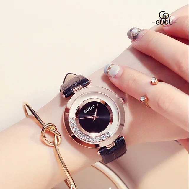 Best Offers GUOU Watch Luxury Glitter Diamond Rhinestone Watch Women Watches Women's Fashion Exquisite Leather Clock saat relogio feminino Best Offers GUOU Watch Luxury Glitter Diamond Rhinestone Watch Women Watches Women's Fashion Exquisite Leather Clock saat relogio feminino