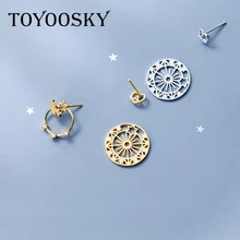 TOYOOSKY 4 шт. роскошь чистого серебра 925 пробы серебро асимметрия космической солнце серьги-гвоздики "Звёзды" для Для женщин Уникальный дизайн Серебряные ювелирные изделия