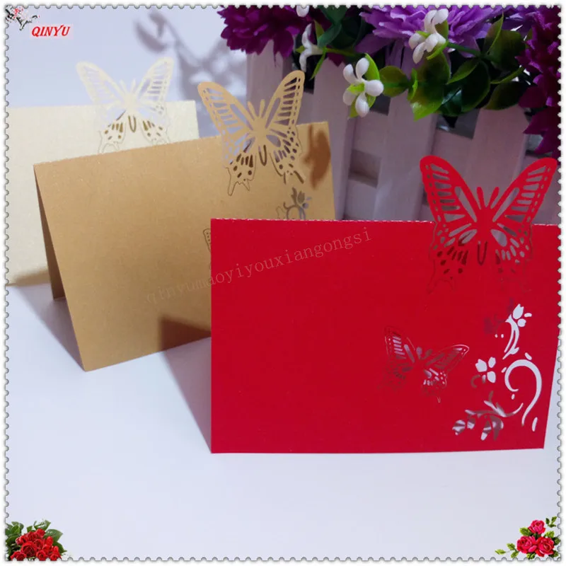 12*9cm Table Decoration Place Cards 100 PCS Hollow Butterfly Style Wedding Laser Cut Decor Seat card paper 8z | Дом и сад