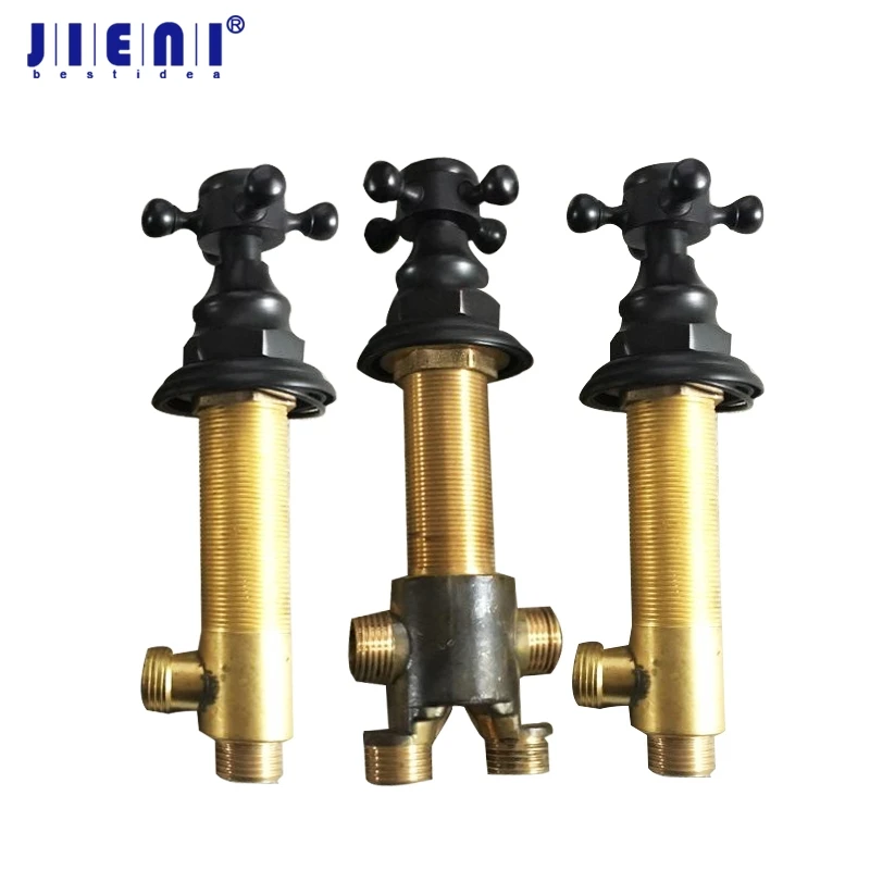

Black Painting Water Control Valve Bathroom 3 pieces Bathtub faucet control Mixer Valve Tap Handle Bathroom Accessaries
