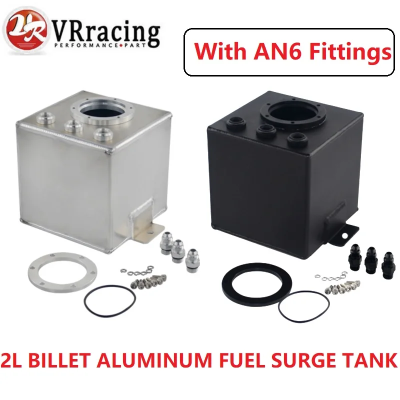 

VR RACING - AN6 2L ALUMINUM BILLET ALUMINUM FUEL SURGE TANK / AN6 SURGE TANK WITH FITTINGS VR-TK83