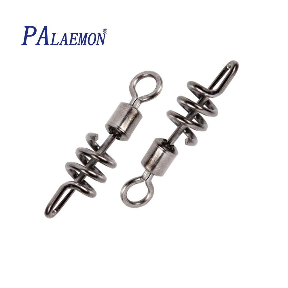 

PALAEMON 100pcs/lot Fishing Swivel Rolling Swivel with Screwed Snap Fishing Connector Solid Ring Ball Rolling Fishing Tackle