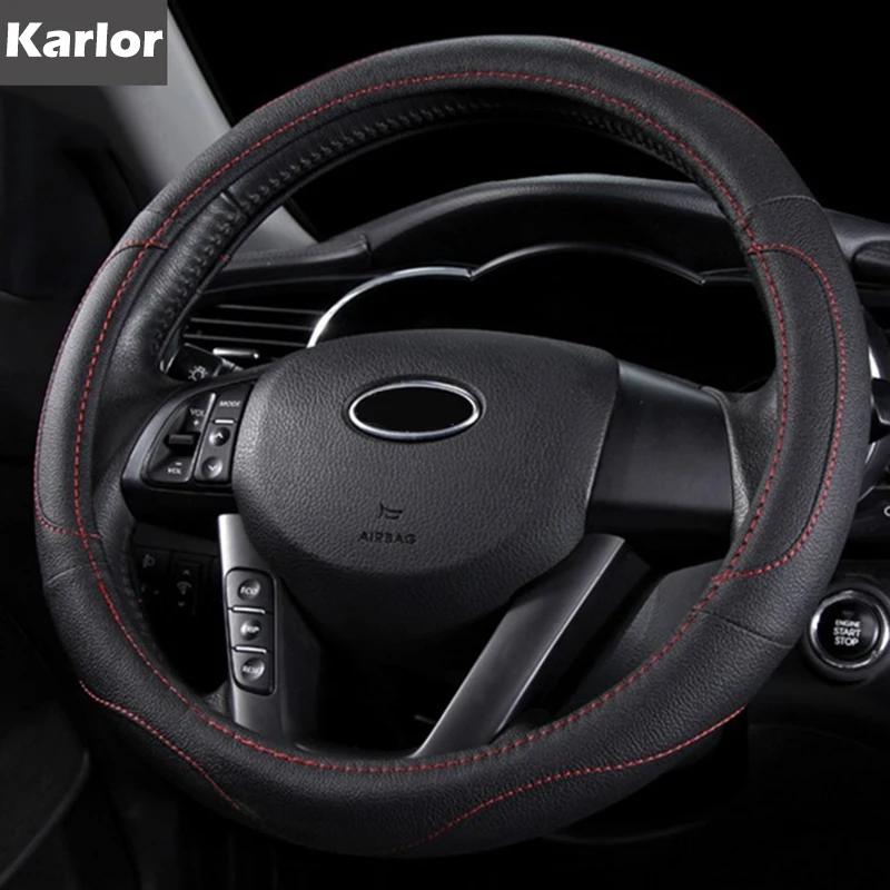 Buy DIY 38cm PU Leather Car Steering Wheel Cover for Kia Rio Ceed Sportage
