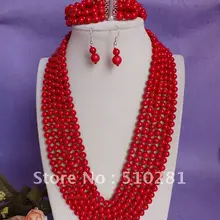 Модные Роскошные handmake 20 inch красный цвет коралловый комплект ювелирных изделий