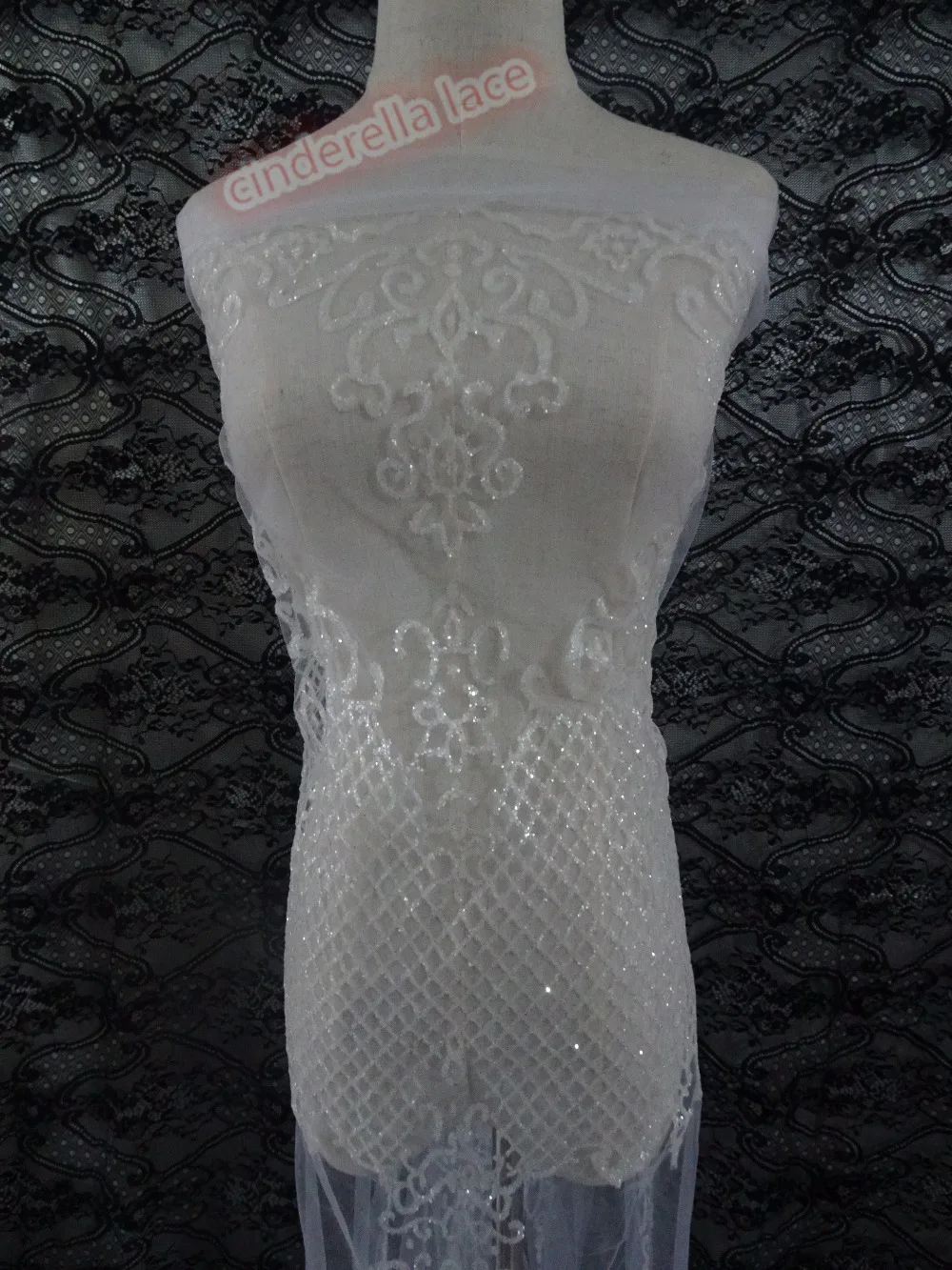 

bridal embroidered lace fabric super quality French net tulle glitter lace fabric