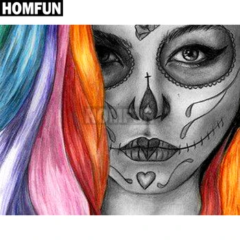 

HOMFUN Full Square/Round Drill 5D DIY Diamond Painting "skull woman" Embroidery Cross Stitch 5D Rhinestone Home Decor A00010