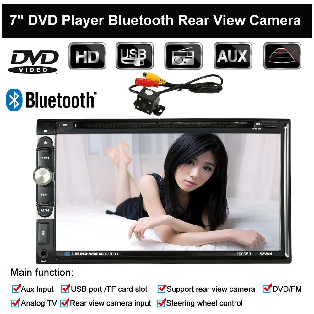 7 &quotУниверсальный 2 Din HD автомобильный стерео DVD плеер BT USB/TF FM Aux радио развлечения
