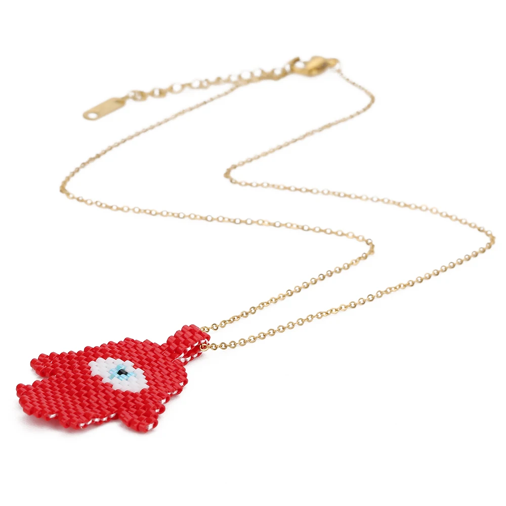

Shinus 10pcs/lot MIYUKI Necklace Hamsa Hand Evil Eye Handmade Necklaces Jewelry Delica Seed Beads Erkek Kolye Collar Mujer Chain