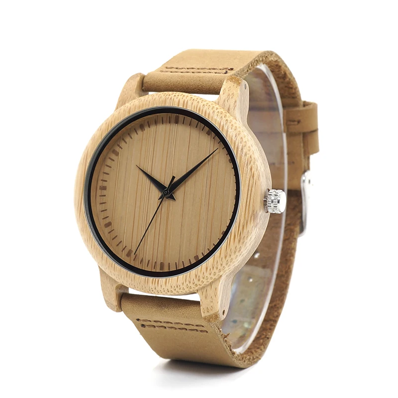 BOBO BIRD Mens Bamboo Watches Luxury Brand Genuine Leather Strap Analog Wood Quartz Watch Casual Watches ladies Wristwatch C-A09