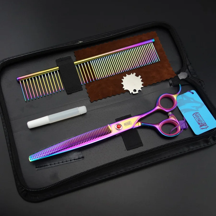 Профессиональные ножницы для груминга собак SHARP WOLF 7 5 дюйма филировочные +