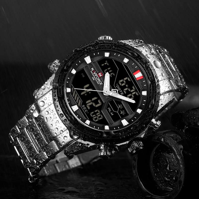 NAVIFORCE мужские часы спортивные кварцевые цифровые мужские часы с коробкой набор для продажи мужские военные водонепроницаемые часы Relogio Masculino