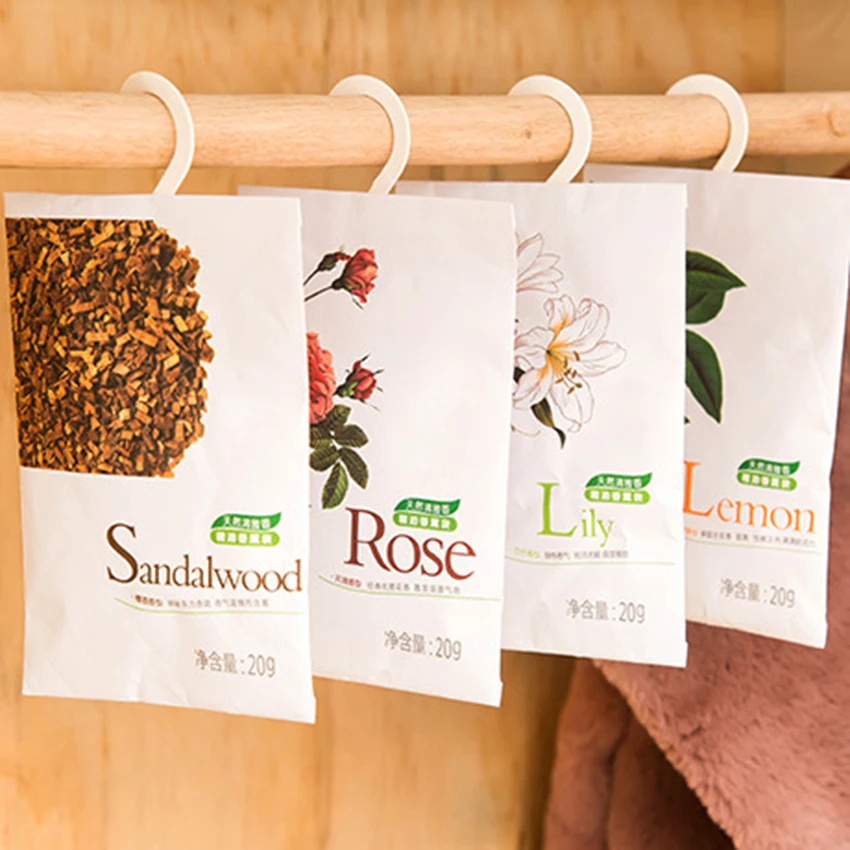 

1pc large Natural flower sachet with hang hook dehumidified for home car wardrobe Drawer freshener fragrance sachet bag