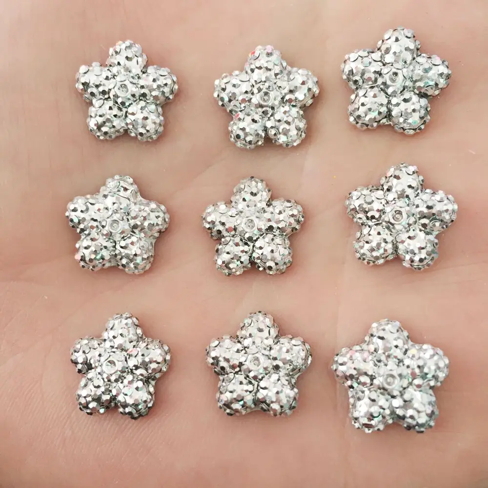 

DIY 150PCS 12mm Resin silver flower Flat back Wedding decoration crafts buttons D734*5